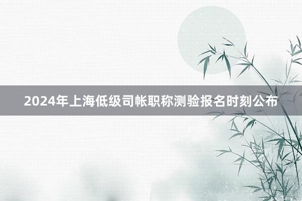 2024年上海低级司帐职称测验报名时刻公布